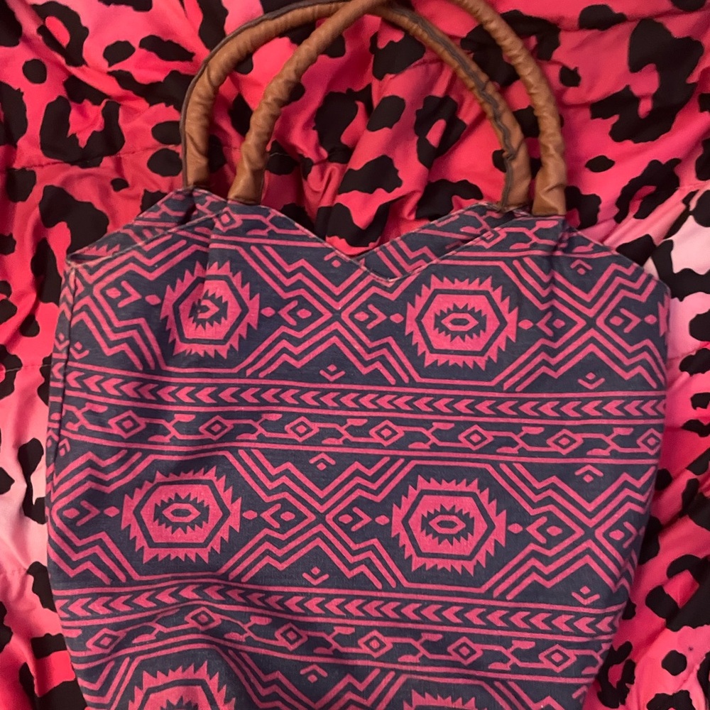 Tribal Pattern Pink and Brown Tote Bag